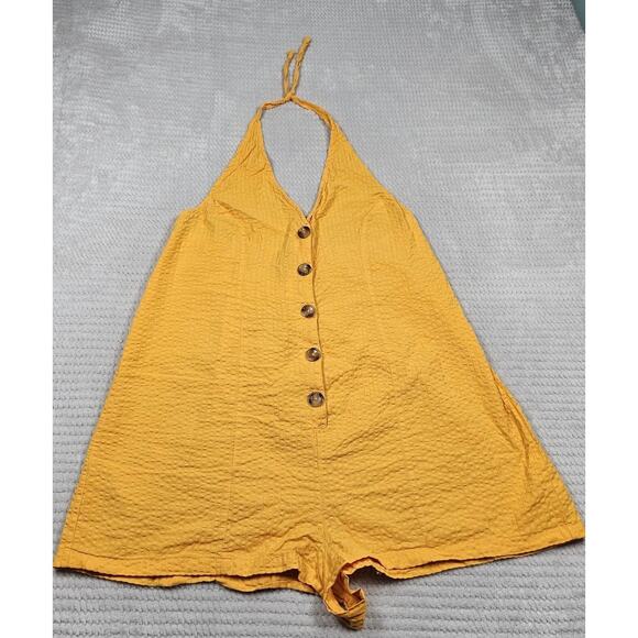 ASOS Pants - Asos Romper Womens 12 Yellow Halter Neck Open Back Shorts Romper